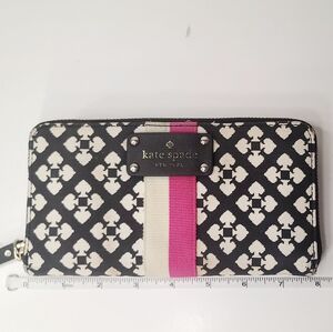 Kate Spade Black and White Wallet with Pink Stripe